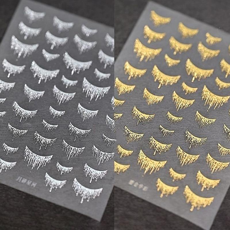 3D Линии Наклейки для Ногтей Серебро Золото Металлические Полоски Декали Кривые Гелевые Ногти Арт Слайдеры Лак Маникюр Декор Фольга