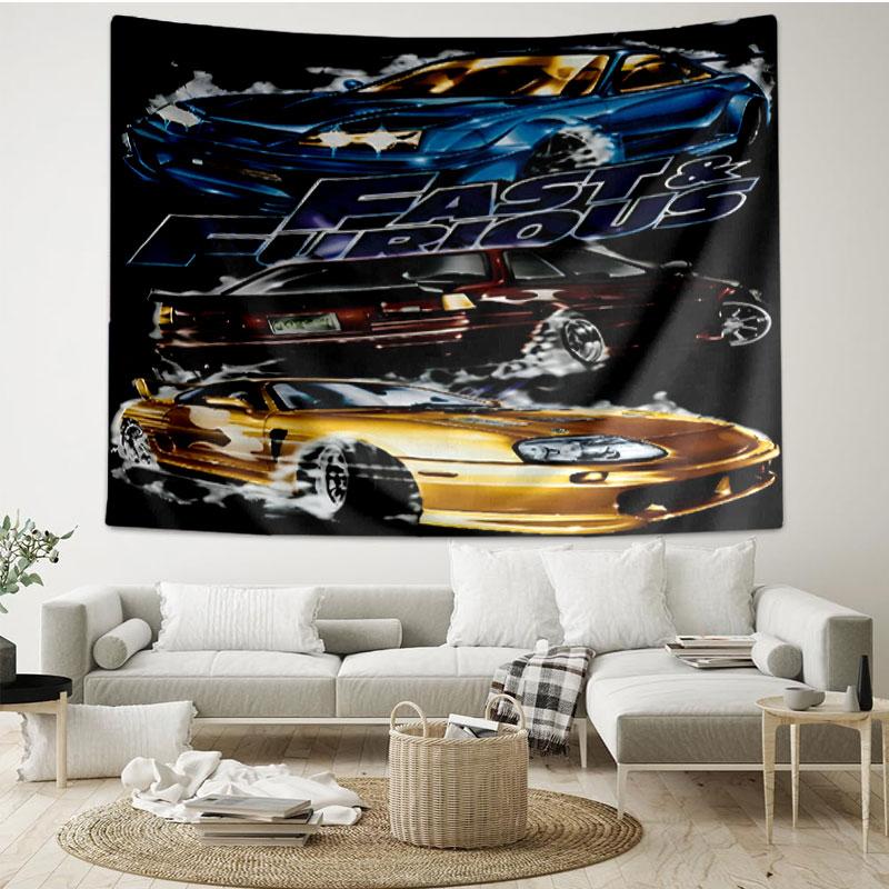 Fast & Furious Print Tapestry - Portable Wall Decor Cloth, for Home, Dorm, Travel, Bedroom, Living Room - Ideal Birthday Housewarming Gift