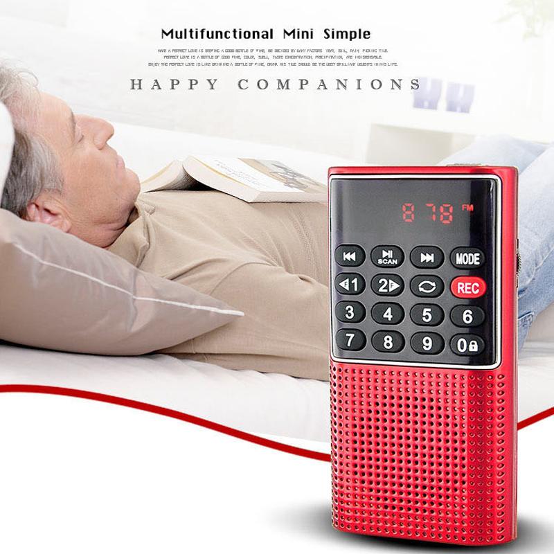 Мини-портативный FM-радио, беспроводной динамик, MP3-плеер с поддержкой записи, TF-карта громкой связи, USB-наушники