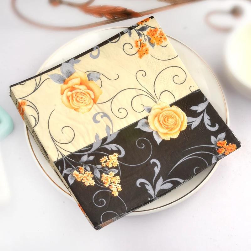 20pcs/Pac 33*33cm 2-Ply Disposable Party Napkin Floral Pattern