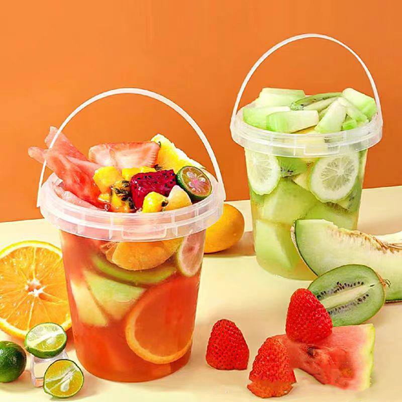 Food Grade Plastic Thicken Bucket Small Clip Stationery Storage Bucket Milk Tea Pickle Takeaway Bucket With Lid Storage