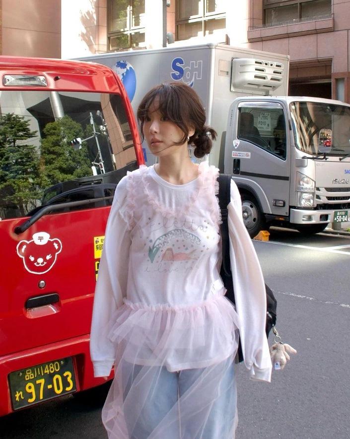 In-Stock: Korean Cotton Round Neck Print T-Shirt - Lily Girl 2025 Summer Slim-Fit Casual Top