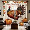 2pcs HD Thanksgiving Rooster Pumpkin Decorative Curtain Yellow Tie Digital Printed Curtain Home Decor Style Decoration Living