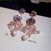 Silver Needle Dopamine Rhinestone Glass Pearl Resin Fringed Stud Earrings Ins Premium Sweet Niche Earrings