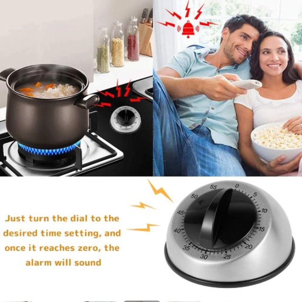 Mechanical Wind Up Cooking Baking Timer Stainless Steel Time Reminder Countdown Timer Classroom
