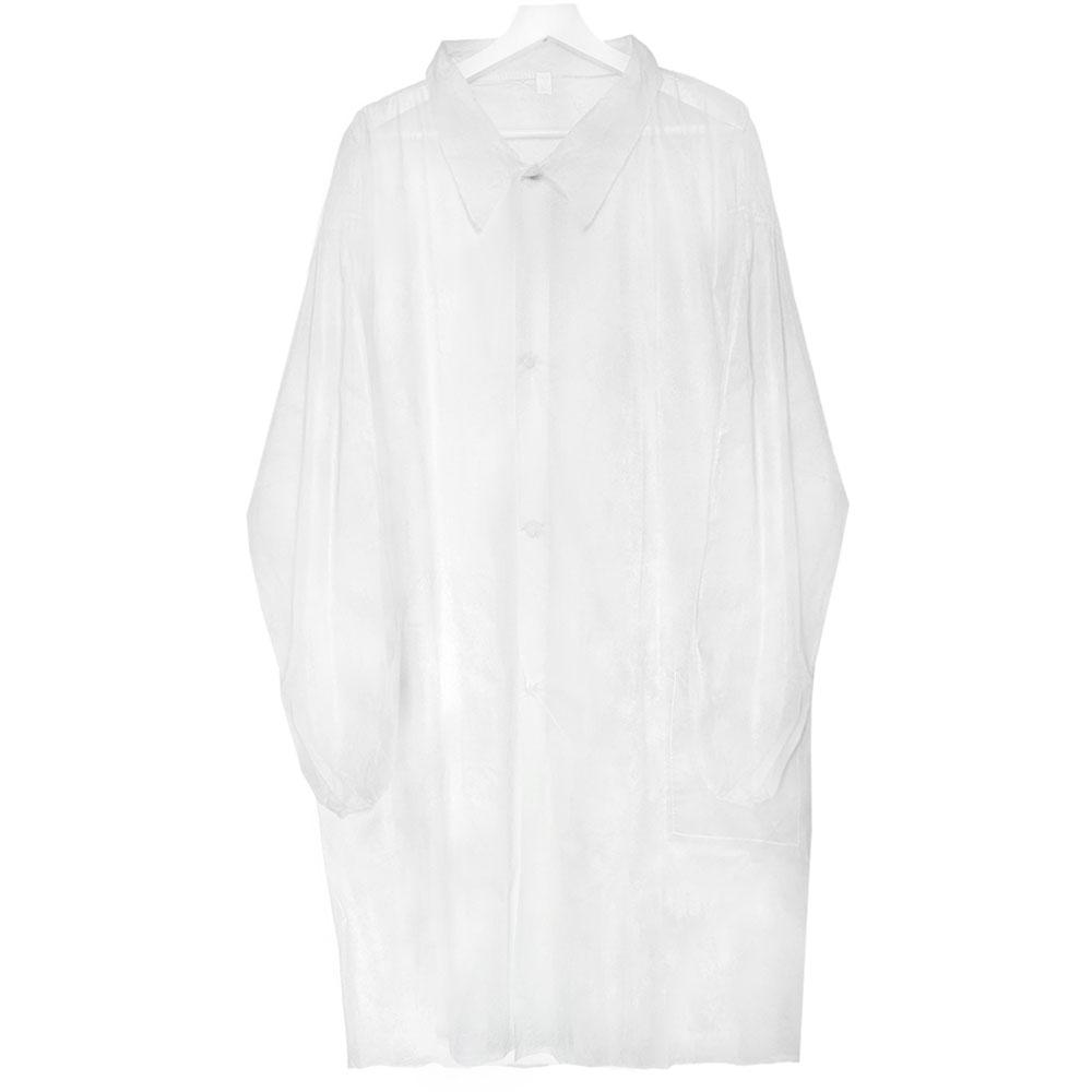 Disposable Apron White With Snap Buttons Laboratory (Flizelin 23G) 10Pcs
