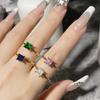 Кольцо в стиле ретро с имитацией моцареллы в форме квадрата 1,0 карата для женщин, позолоченное микро-инкрустированное ретро-кольцо с четырьмя когтями и квадратным бриллиантом в форме лозы