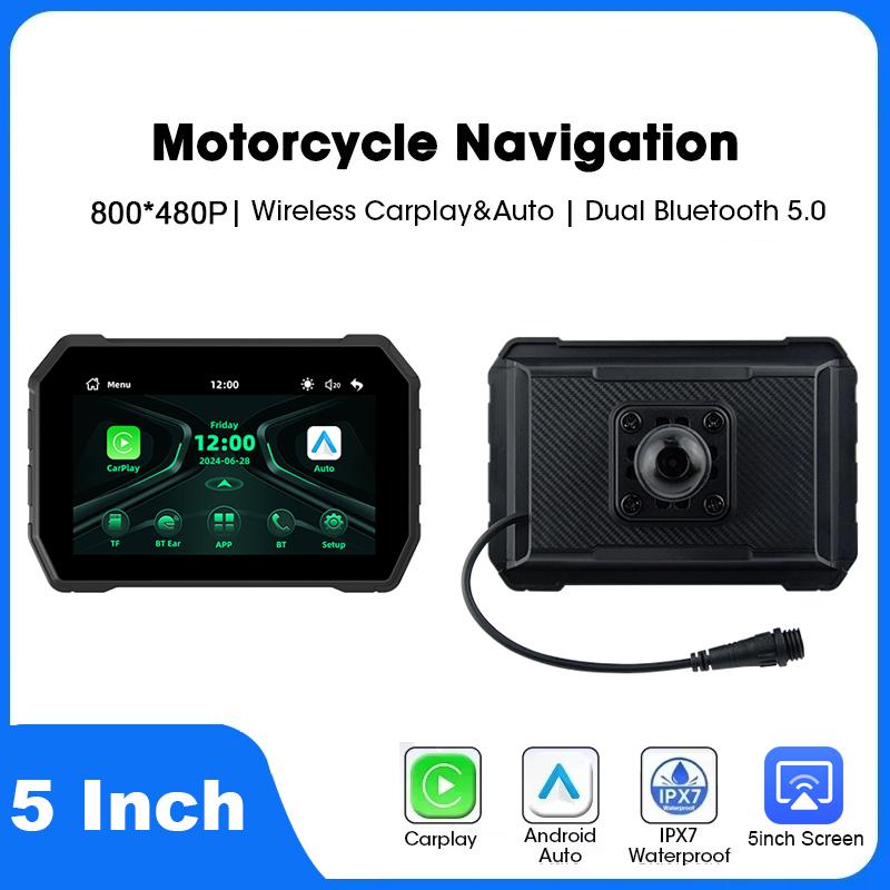 5-дюймовый беспроводной CarPlay Moto Android Auto мотоциклетный GPS-навигационный дисплей Экран Портативная цифровая приборная панель мотоцикла