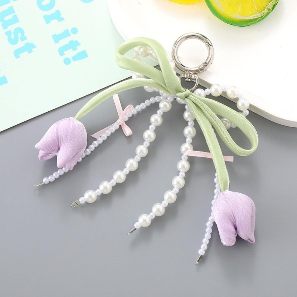 Cute Bag Charm Pendant Pearl Anti-loss Keyring INS Mobile Phone Chain Daily Use