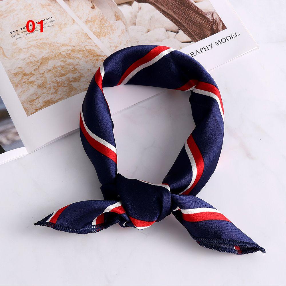 Vintage Wrist Wrap Head-Neck Tie Hair Band Silk Feel Satin Bandana Women Square Scarf Handkerchief