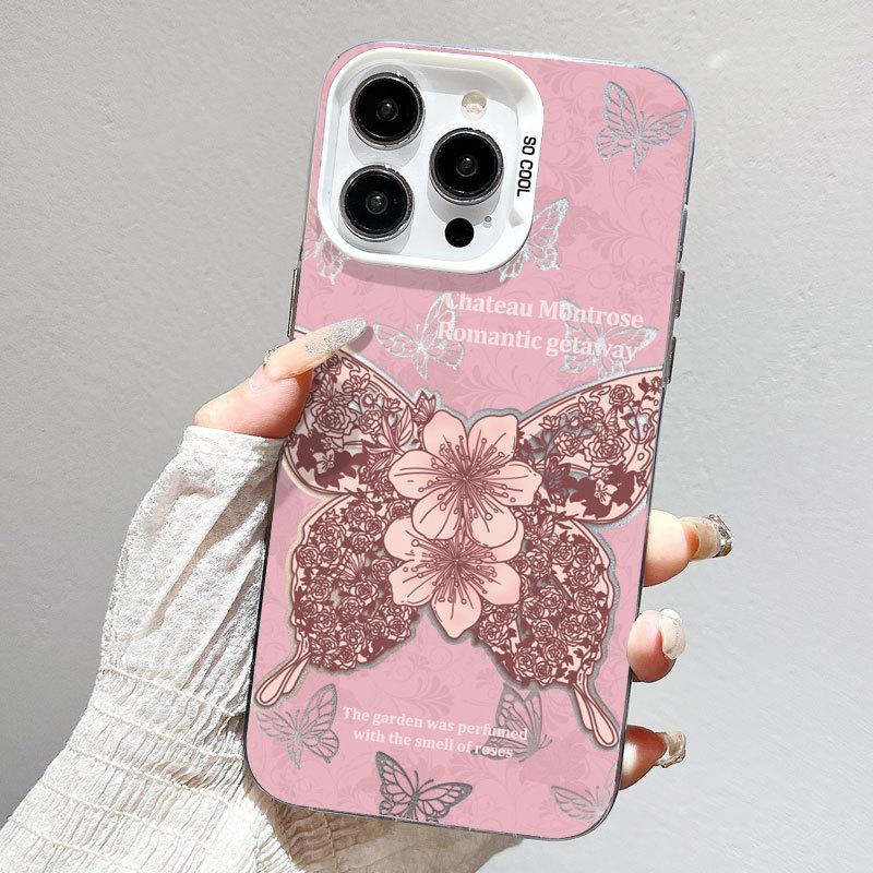 Pink Butterfly Premium Mobile Phone Case Suitable for Apple 16 Protective Case 15IMD Anti Fall IPhone 13 New 12 Women
