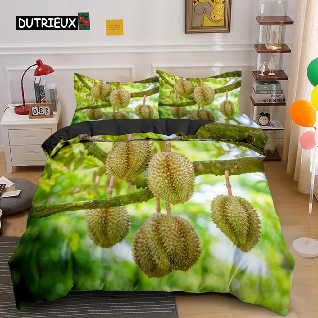 Тропические фрукты дуриан пододеяльник микрофибра комплект постельного белья 3D принт пододеяльник с наволочками король для подростков взрослый спальня декор