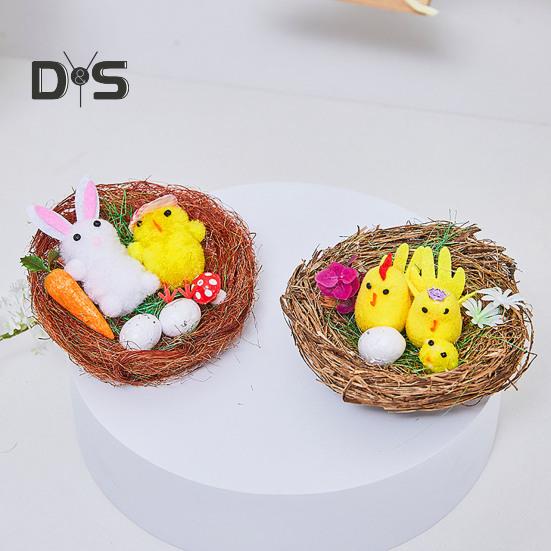 Пасхальные меховые цыплята, мини-плюшевые имитационные цыплята, кролики, украшения с гнездом, пушистые животные, игрушки, пасхальные яйца, наполнитель для детей, украшение для дома и сада своими руками