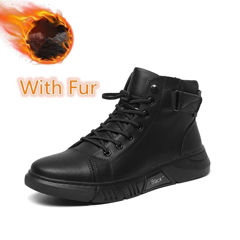 New Winter Warm Ankle Boots for Men High Top Leather Casual Shoes Stylish Retro Men's Sneakers Non-Slip Male Leisure Walk Botas