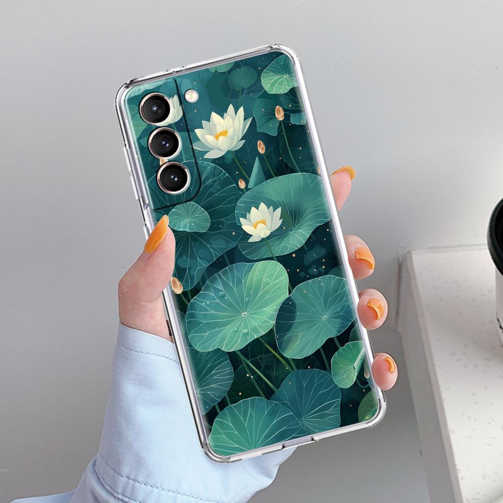 Чехол для телефона Samsung Galaxy S26 S25 S24 S23 S22 Ultra S20 S21 FE 5G Plus Мягкий прозрачный чехол с узором лотоса