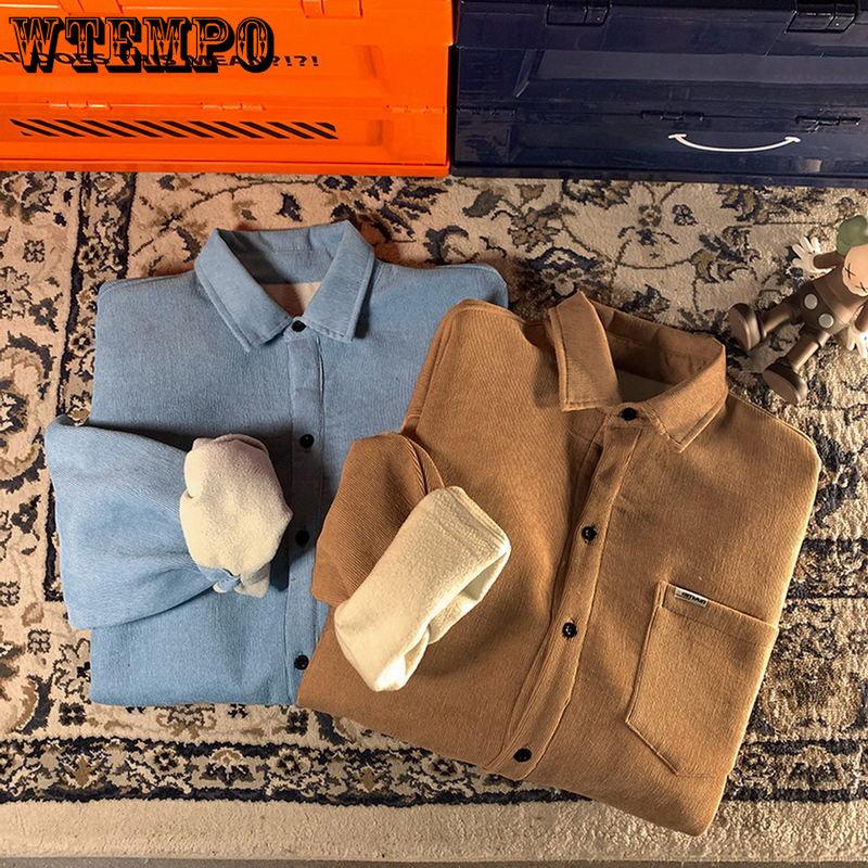 Women Shirts Corduroy Velvet Elegant Blouses Long Sleeve Autumn Winter Button Coat Warm Casual Fleece Solid Pocket Shirts