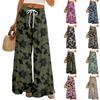Women's Loose Casual Floral Print Wide Leg Pants With Elastic Waist Drawstring And Pocket Pants