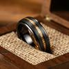 With Hawaiian Koa Wood Inlay Rings Matte Brushed Finish Fashion 8mm Black Stainless Steel Rings for Men Wedding Jewelry