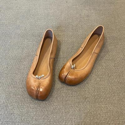 Версия из коровьей кожи~ Разная лошадиная кожа, вымытая обувь с раздвоенным носком, женские туфли с открытым верхом, туфли-балетки, новые модели