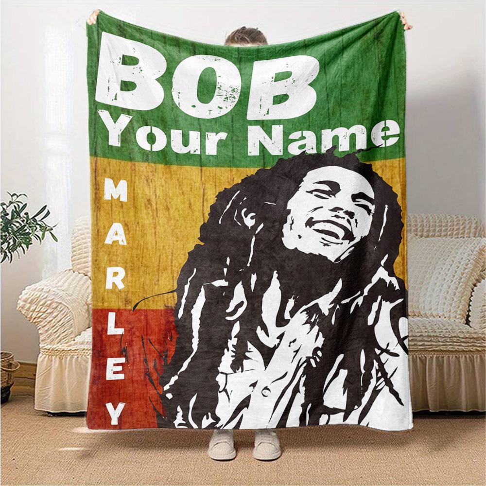 Bob Marley Customize Text Blanket Gift Personalized Blanket Soft & Cozy for Seaside Office Chair Picnics Sofa Four Seasons Universal