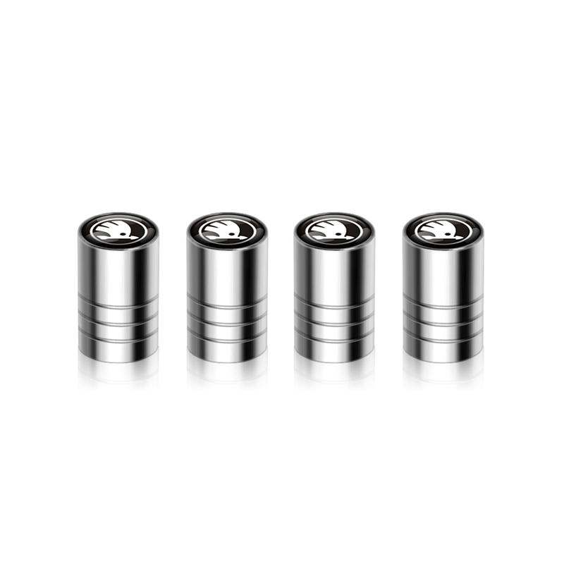 XOWS7 4pcs Metal Car Wheel Tire Valve Caps Stem Case Covers Accessories For Skoda S Kodiaq Octavia 2 3 Yeti Karoq Rapid Fabia VII A5
