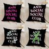 A-Anti Social S-Social Club Наволочка для дома общежития спинки стула короткий плюш двусторонняя печать офиса подушка для дневного сна