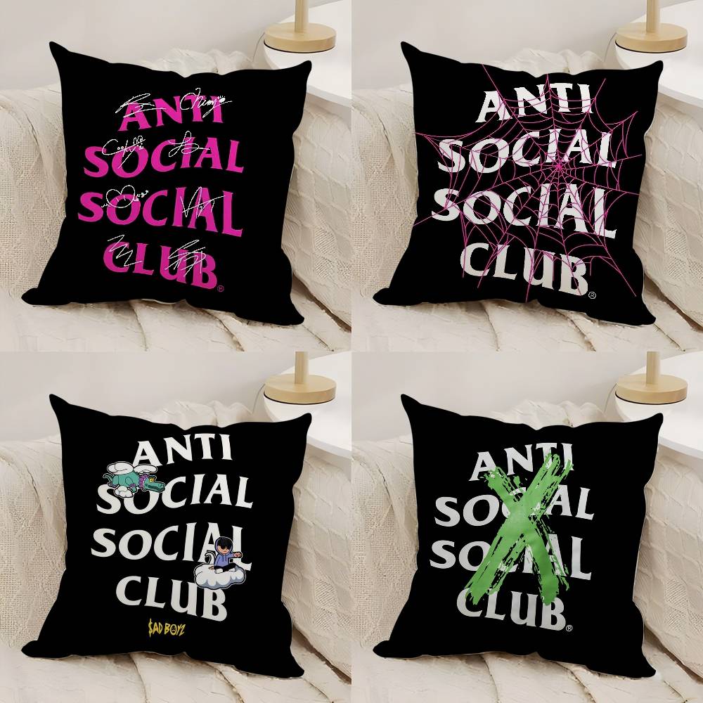 A-Anti Social S-Social Club Наволочка для дома общежития спинки стула короткий плюш двусторонняя печать офиса подушка для дневного сна