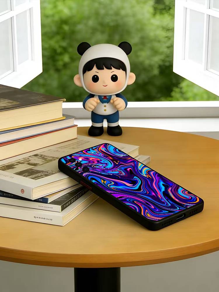 Психоделический голографический чехол для телефона Samsung Galaxy A73, A72, A71, A70, A53, A52, A51, Другие, Мягкий черный чехол