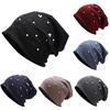 Fashion Women Stretch Headgear  Color Beading Pearl Head Scarf Wrap Hat Cap