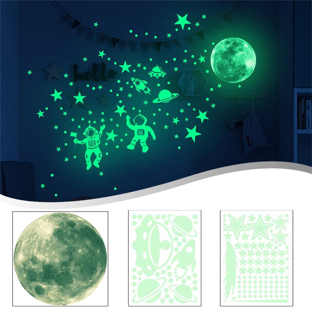 Astronaut Universe Space Wall Decals Glow In The Dark Stars Moon Stickers