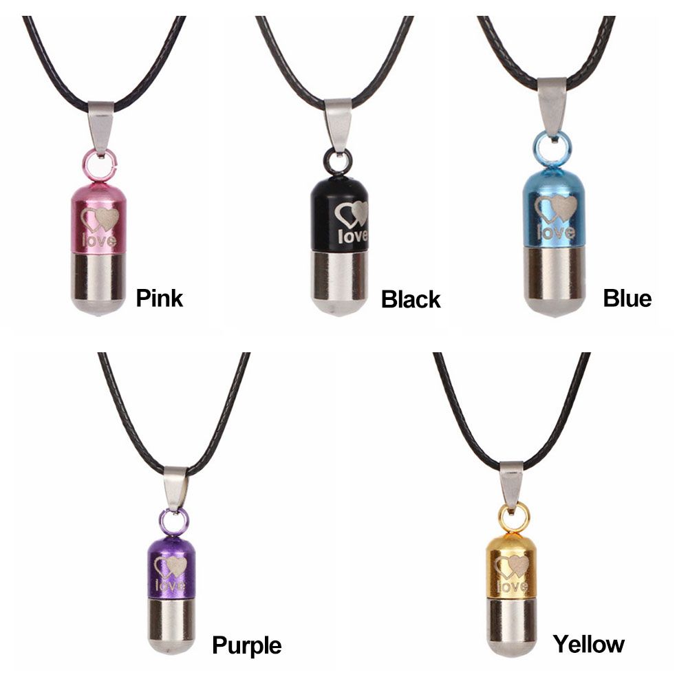 Ювелирные изделия кожаная цепочка флакон духов LOVE капсула ожерелье мини футляр для таблеток кулон в виде бутылки желаний