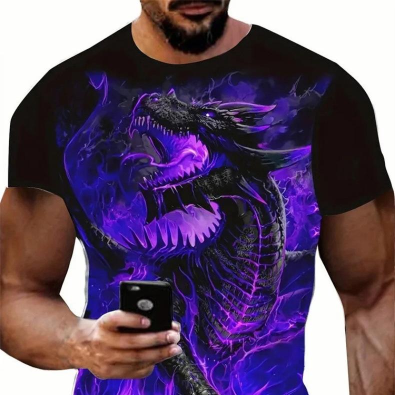Мужская летняя свободная футболка с короткими рукавами и принтом животных, 3D-принт