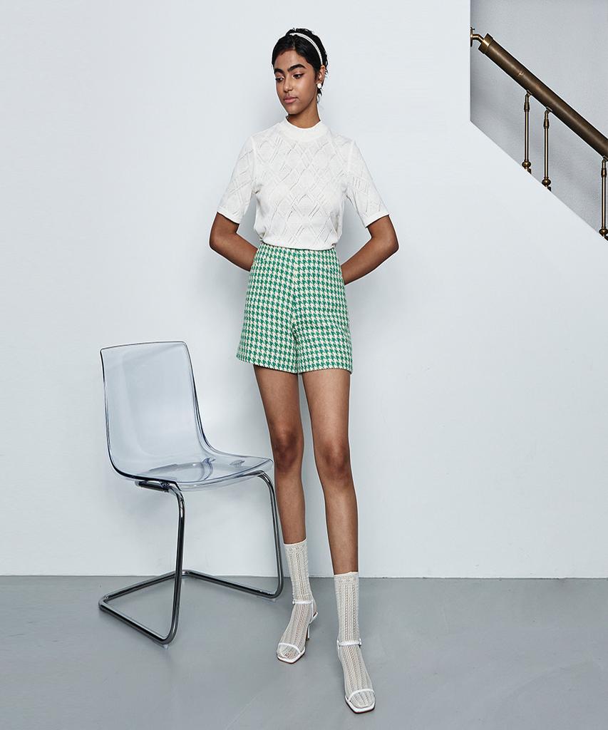MAKE A TOAST Avocado Tweed Half Pants Green