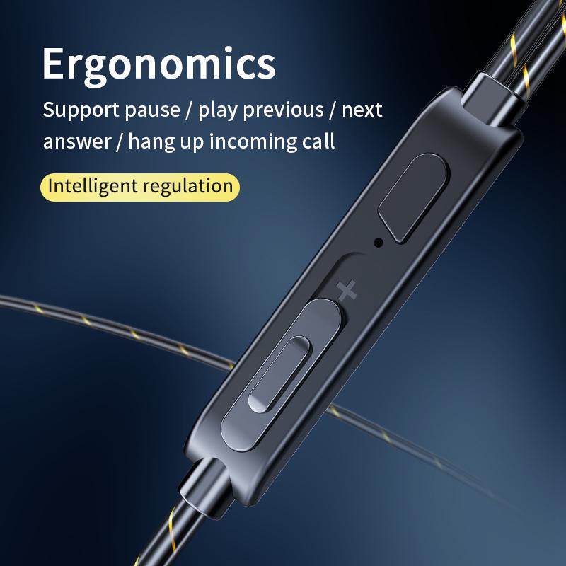 Стерео наушники внутриушные с усиленным проводом и встроенным микрофоном