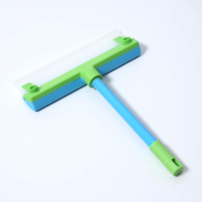 Silicone window glass cleaning squeegee with microfiber mop
