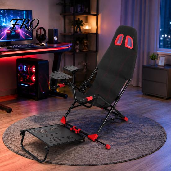 Quick Assembly Racing Cockpit Foldable Simulator Cockpit, Seat with Steering Wheel Mount, Sim Supports All Wheels & Pedals, for Real Living