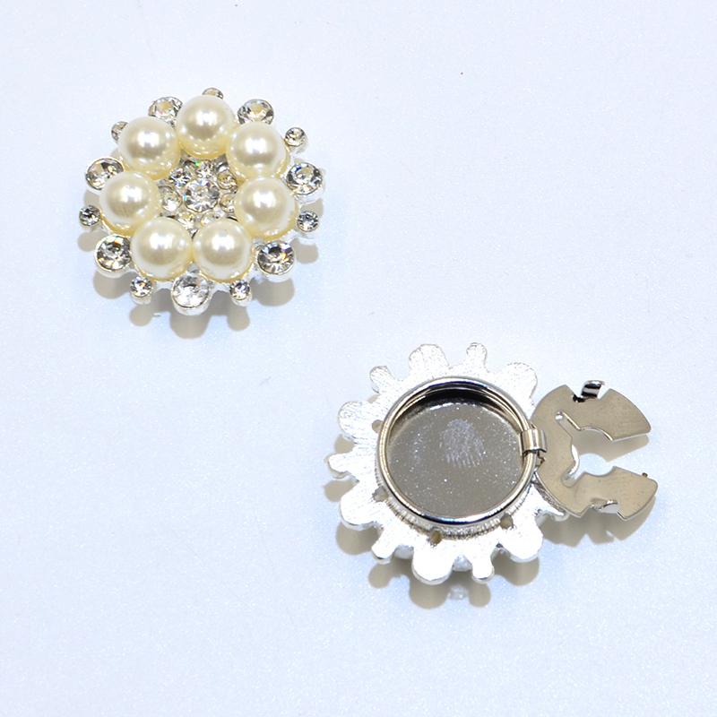 1PC Floral Design Elegant Button Decoration Fashion Cufflinks Pearl Button Cover Shiny Jewelry Rhinestone 30x17mm