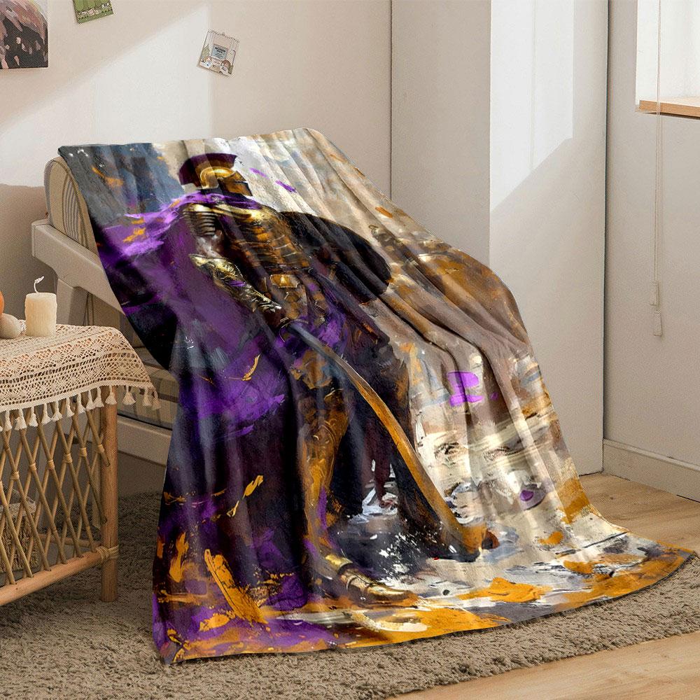 Golden Spartan Warrior Blanket bedroom Blanket for Livingroom Couch lunch break Soft throw for Friend's festival Gift