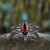 New dark ring, red zircon ring, lava retro horse eye gun, black pair of rings for women