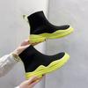 Women's Shoes Slip On Female Footwear Mesh Breathable High Platform Ankle Boots Green Booties Y2k Fashion Casual 2024 New In 39