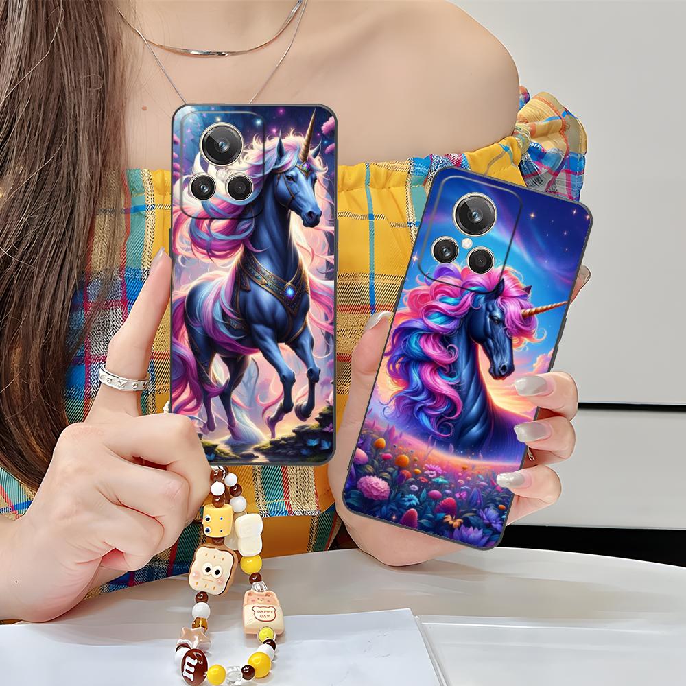 Фантазийный чехол для мобильного телефона с единорогом для Realme GT 8 Neo Pro C75 73 71 C67 65 C55 53 C35 31 C20 15 Цветная печать Роскошный