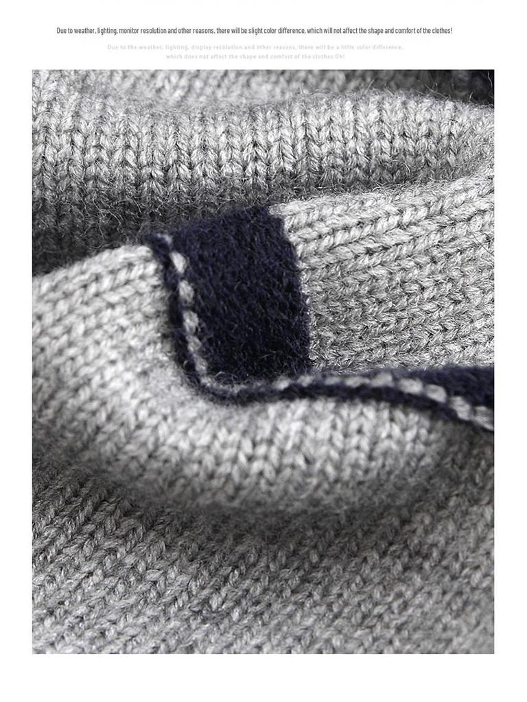 Boys' Striped Wool Crew Neck Sweater - Thick, Warm & Stylish for Autumn/Winter