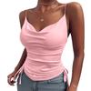 European And American Summer Printing Sexy Babes V-Neck Side Drawstring Slim-Fitting And Thin Halter Top