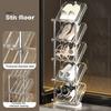 Sloping Narrow Shoe Rack 5 Tiers Sturdy Construction Easy Assembly Shoe Storage Organizer Vertical Shoe Shelf Stand