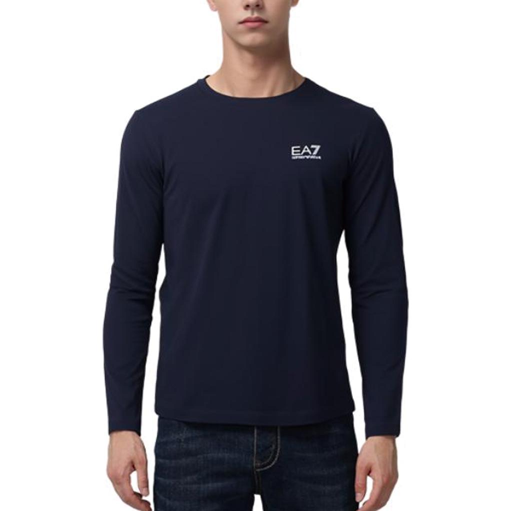 Emporio Armani Мужская футболка EA7 однотонная с круглым вырезом и длинным рукавом Синий 8NPT55PJM5Z1578