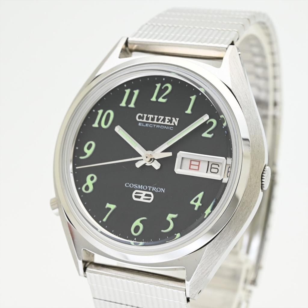 CITIZEN manufactured in Arabic black electromagnetic balance stainless steel antique Cosmotron, 1974, numerals, dial