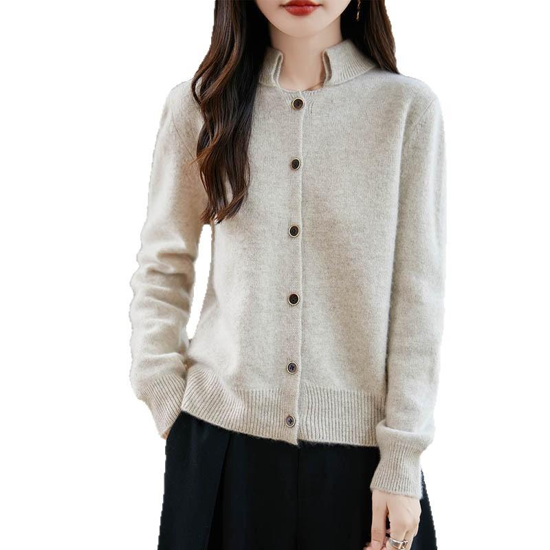 Autumn And Winter New Soft Waxy Wool Cardigan Women'S Loose Thickened Sweater Jacket Knitted Top Wool Sweater With Fashion Outside