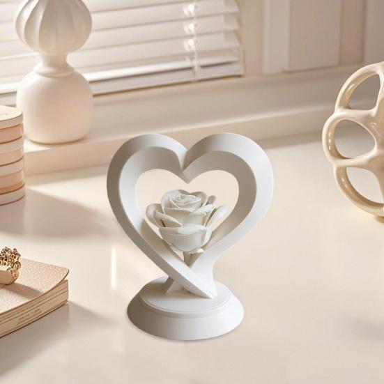 Фигурка Розовое Сердце, 3D-печатная скульптура Сердце, Романтический Декоративный Орнамент для Стола, Полки, Центральный Элемент