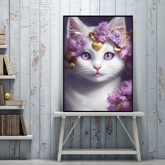 Пейзаж с бриллиантами, милый кот, принт, дизайн, улучшение координации, снятие стресса, мозаика, алмазная вышивка, украшение для дома, сделай сам, подарок