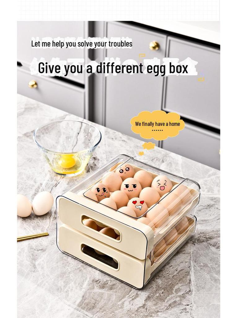 Двухслойный ящик для хранения яиц в холодильнике: Поднос большой вместимости, пищевой, для сохранения свежести продуктов